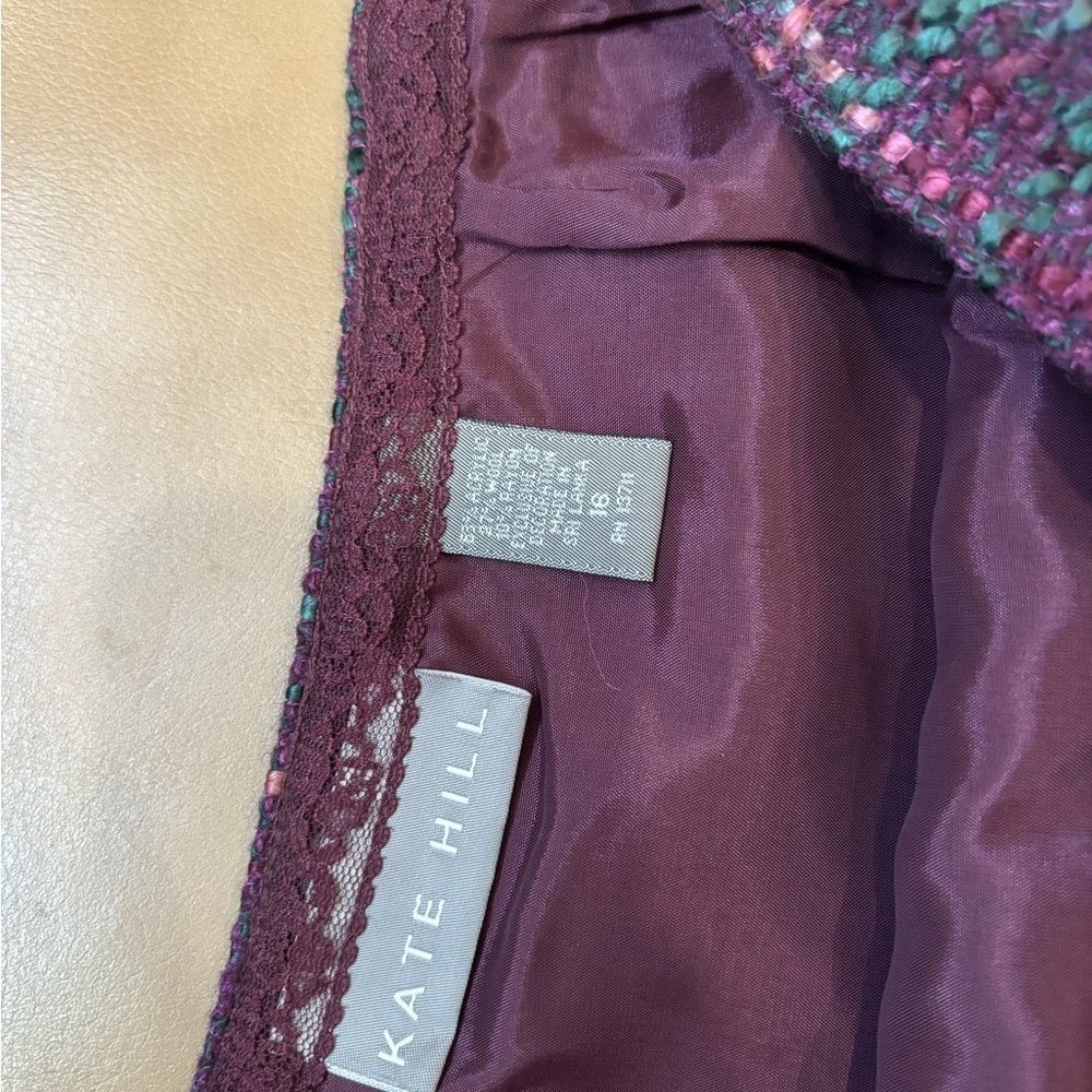 Kate Hill Purple vintage Tweed Pencil Skirt with Teal & Pink Accents - Picture 4 of 5